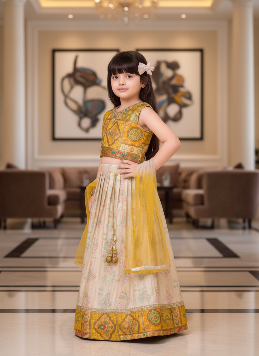 Mustard Lehenga Choli And Dupatta For Girls| AS-K17