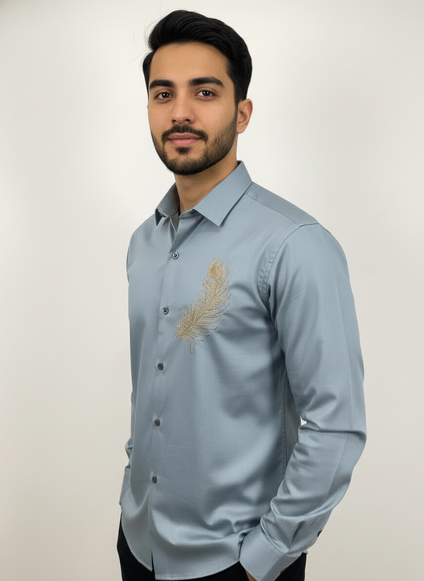 Men full sleeves thread work shirt| AS-M08