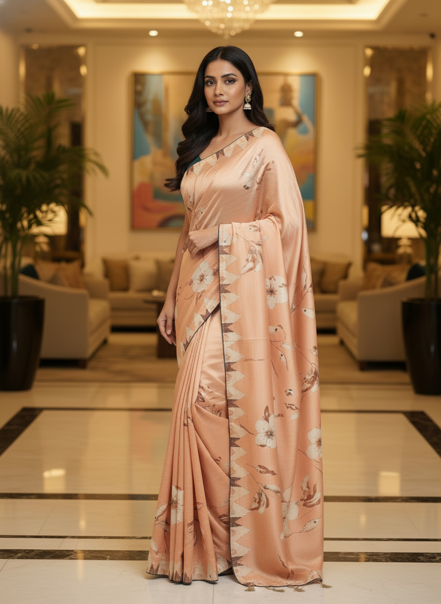 Light Blue Multicolor Saree with Pattern Print | AS-00116