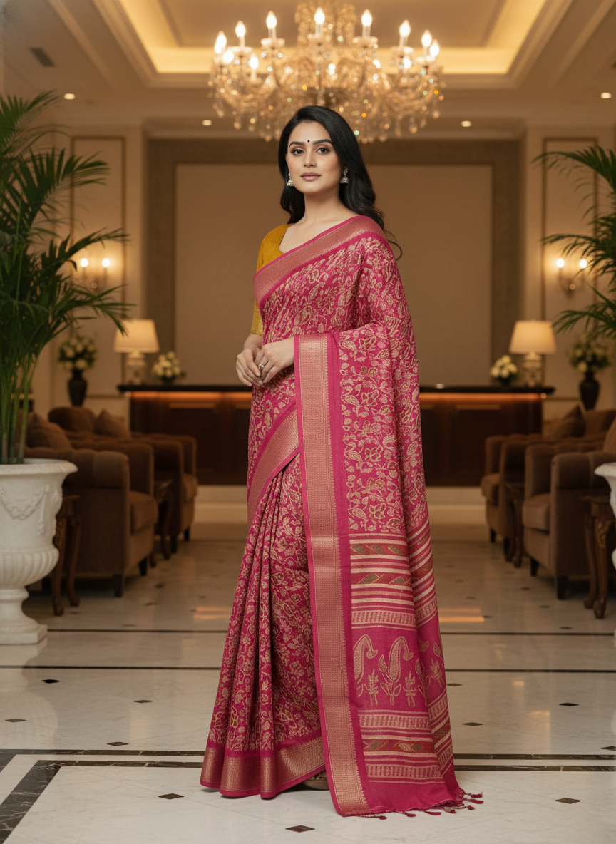 Emerald green Printed Soft chiffon Saree | AS-0099