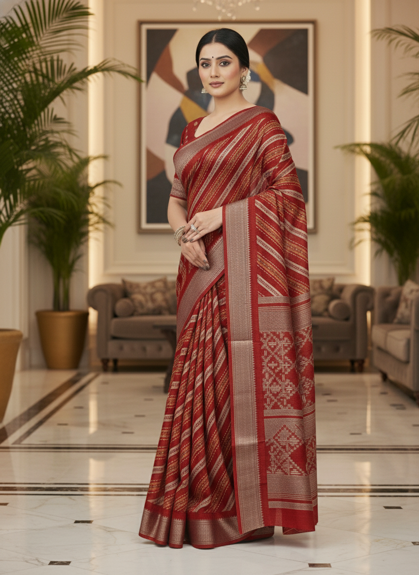 Emerald green Printed Soft chiffon Saree | AS-0097