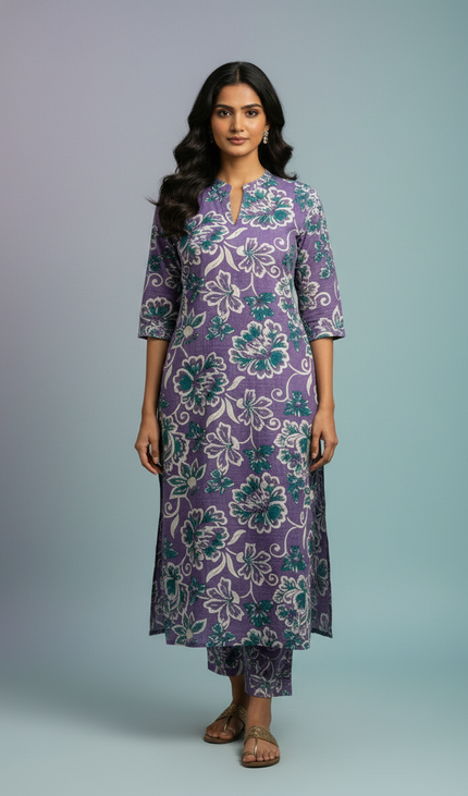 Pink Vatican Silk Printed Co-Ord Set For Women|K_2