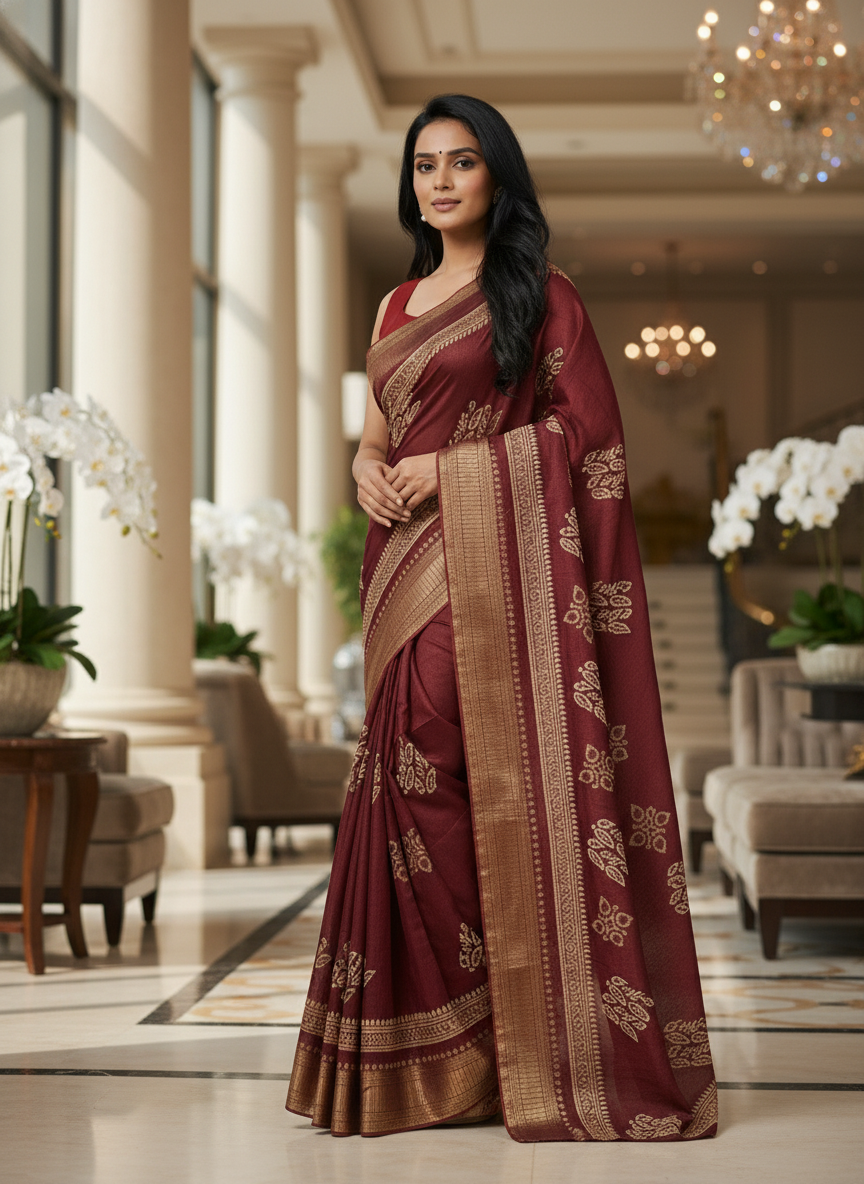 Elegant yellow Printed Soft chiffon Saree | AS-00100