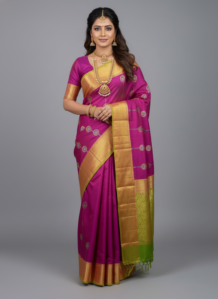 Purple  Pure Kancheepuram Silk Saree |AS-0076