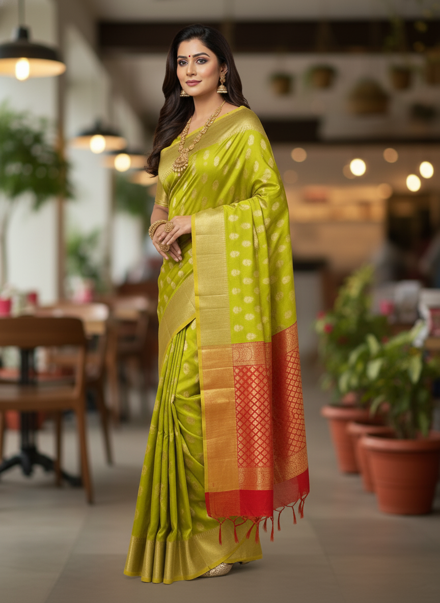 Parrot Green Pure Kancheepuram Silk Saree |AS-0074