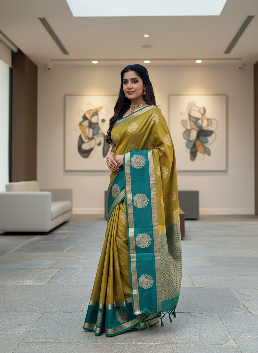 Grey Kanchipuram Brocade Silk Saree With Butta Design| AS-00126
