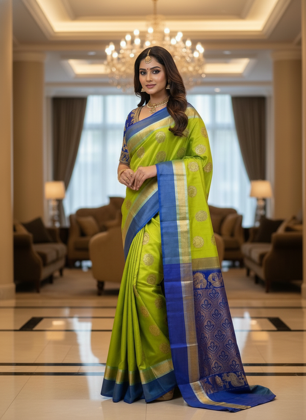 Parrot Green Pure Kancheepuram Silk Saree |AS-0066