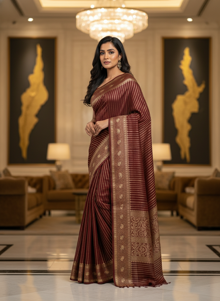 Rama green Silk Saree with Woven Border| AS-00241