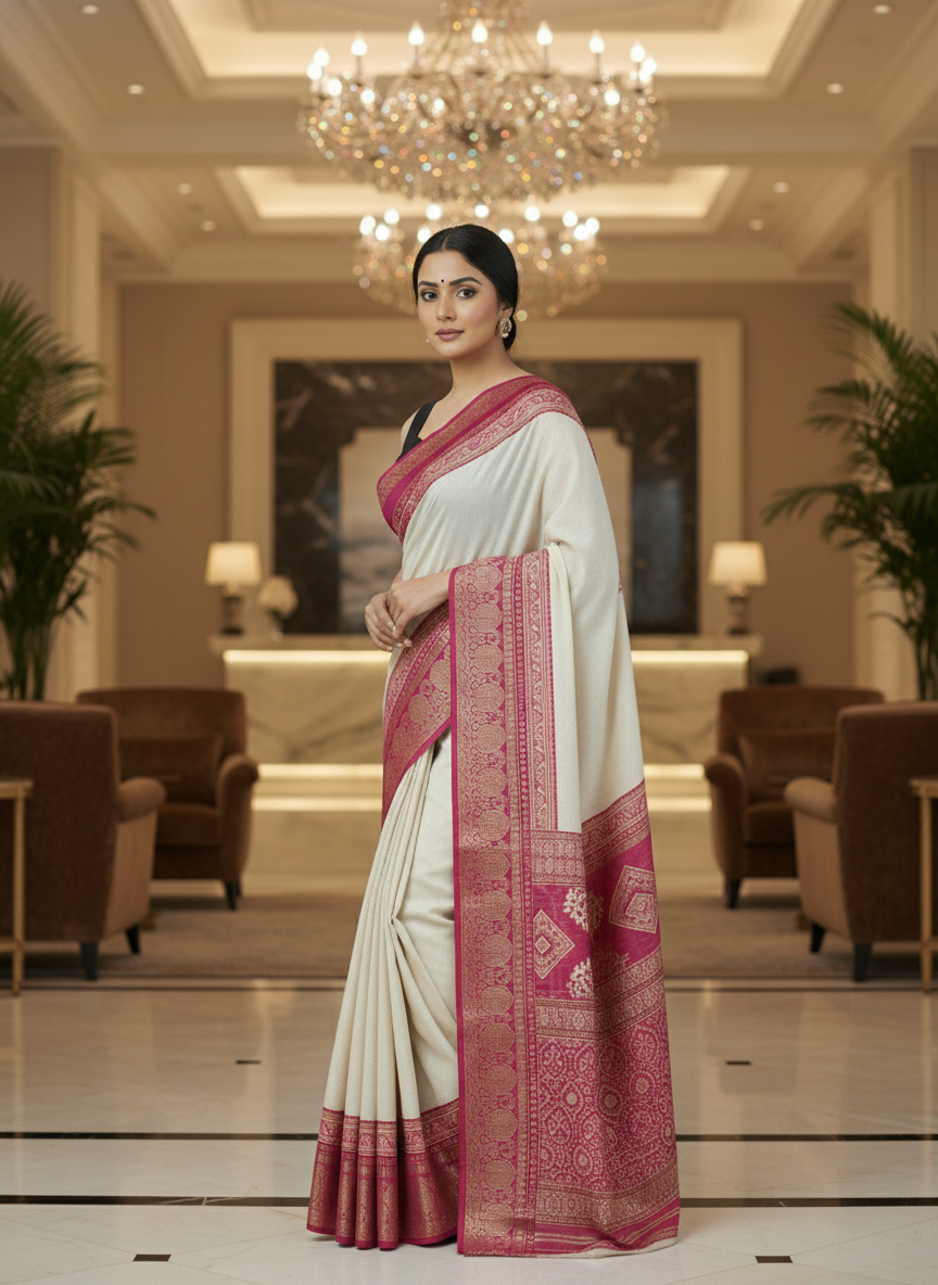 Emerald black border Printed Soft chiffon Saree | AS-0092