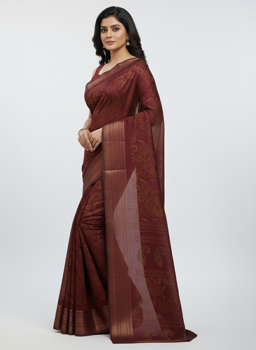 Black Multicolor Saree with Pattern Print | AS-00109