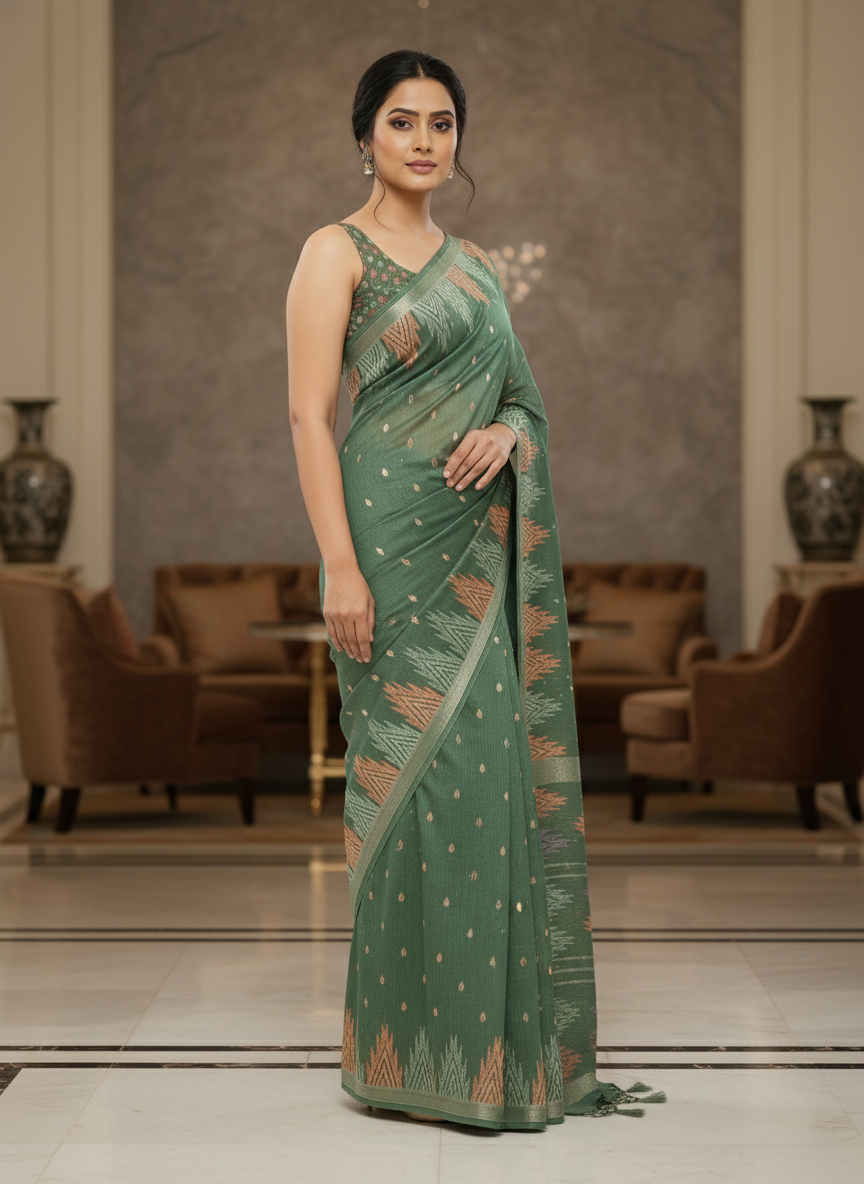 Pink Multicolor Saree with Pattern Print | AS-00114