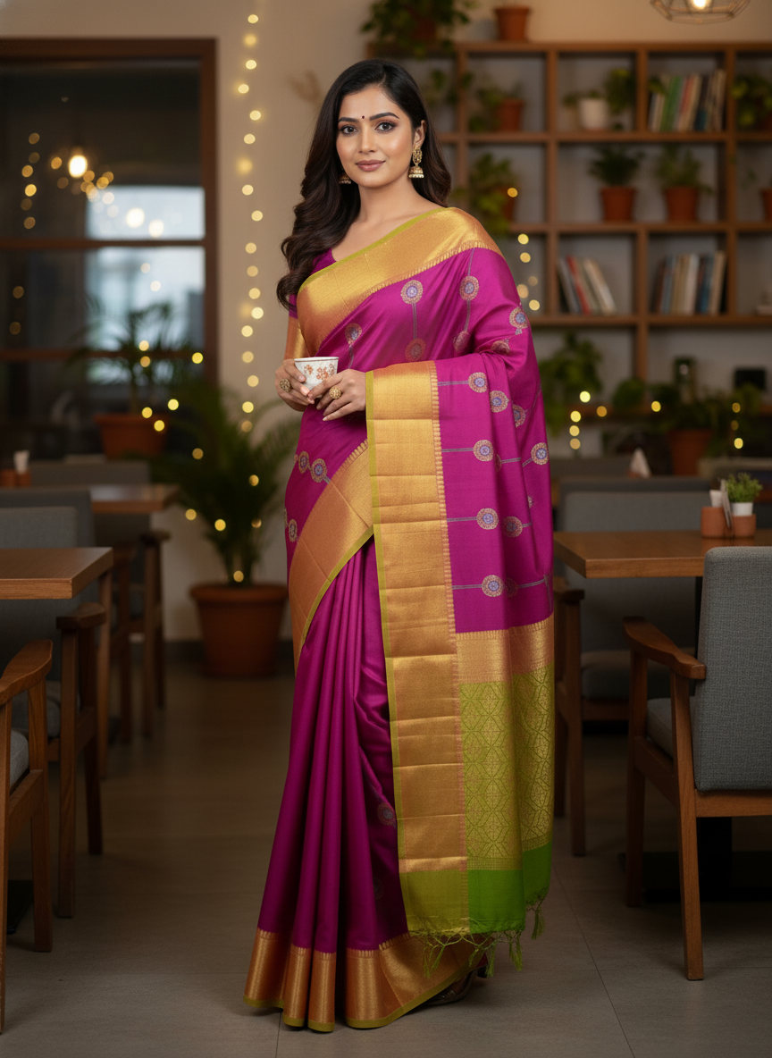 Purple  Pure Kancheepuram Silk Saree |AS-0076