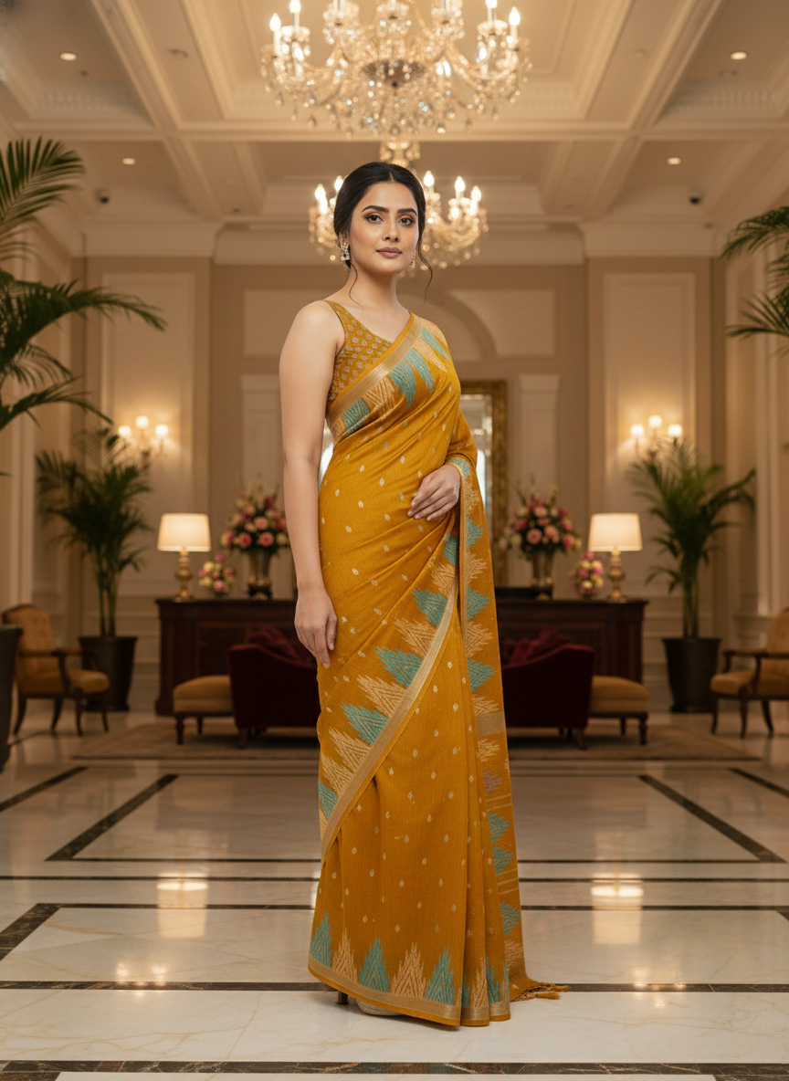 Pink Multicolor Saree with Pattern Print | AS-00114