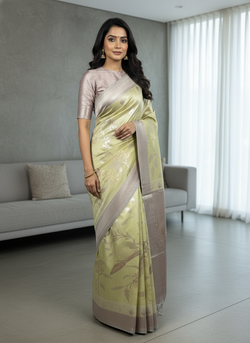 Lavender  Kanchipuram Silk Saree With Butta Design| AS-00149