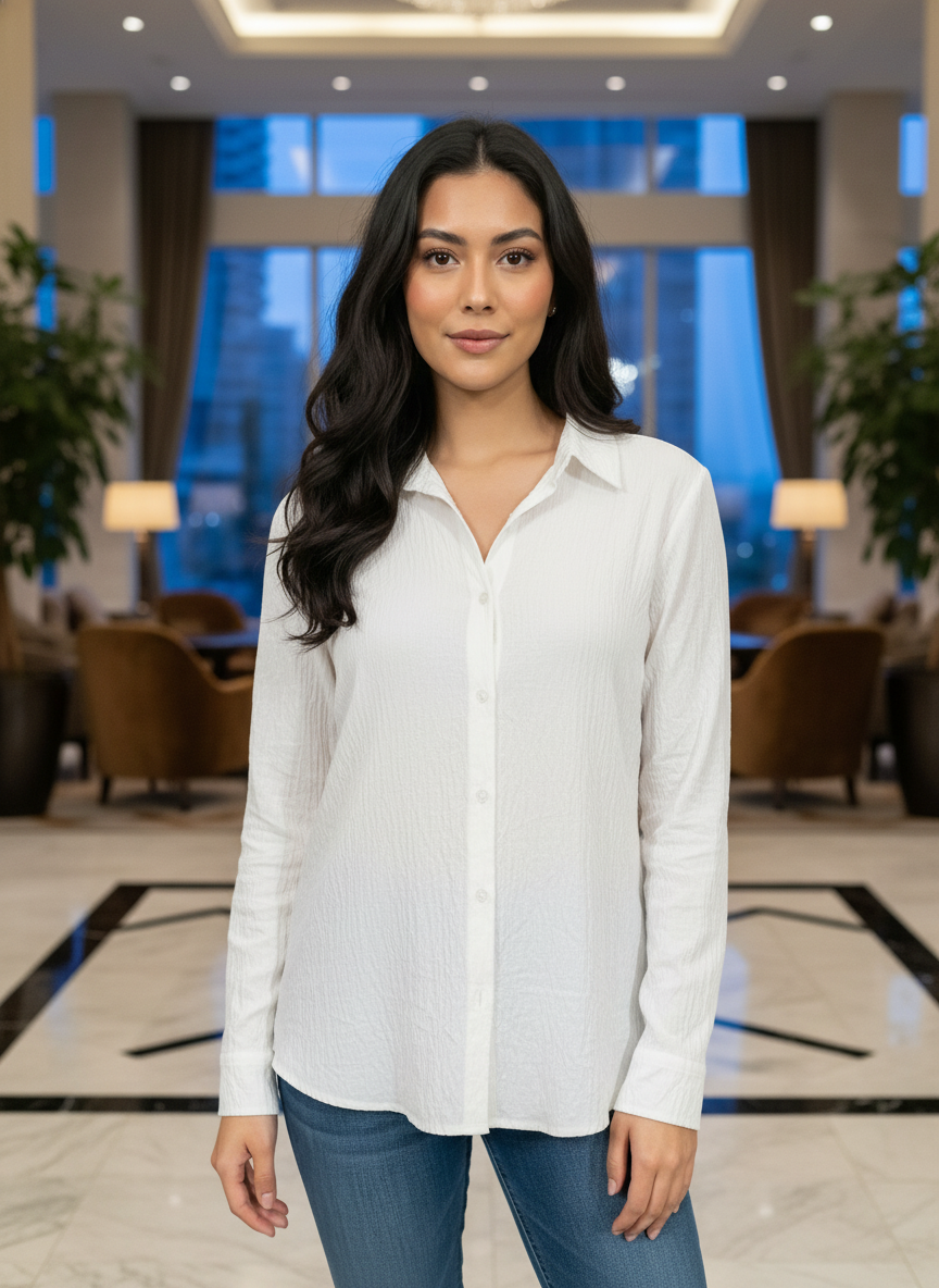 White New Summer Cotton Regular Fit Top|AS-00163