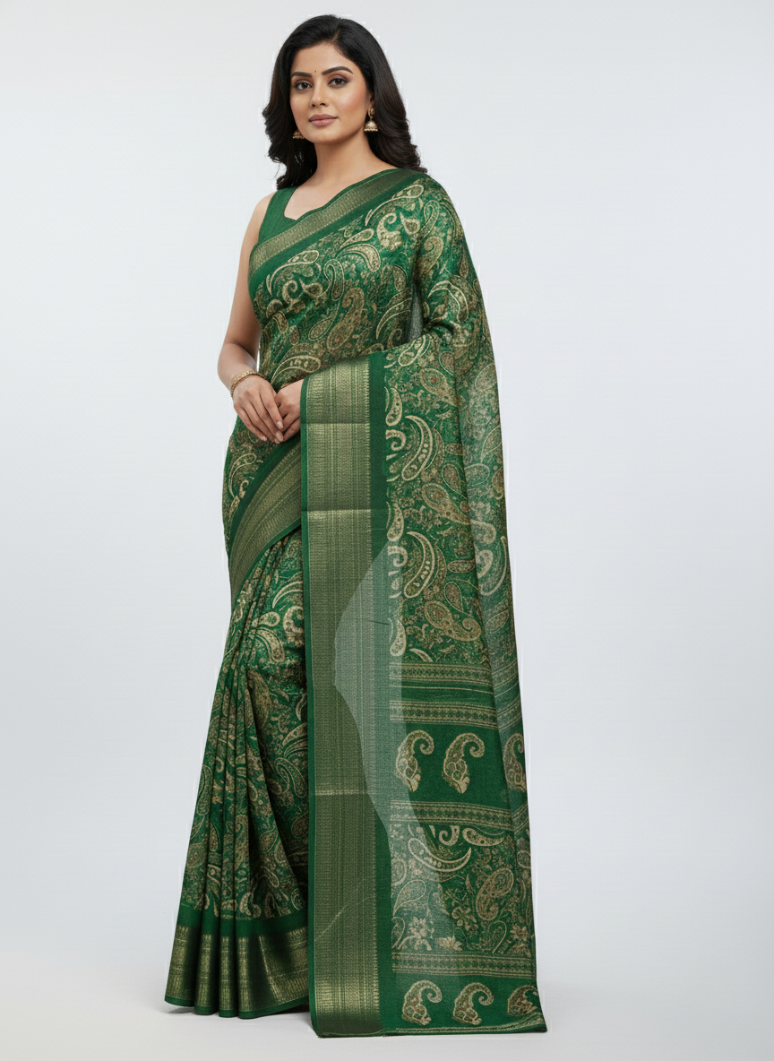Black Multicolor Saree with Pattern Print | AS-00109