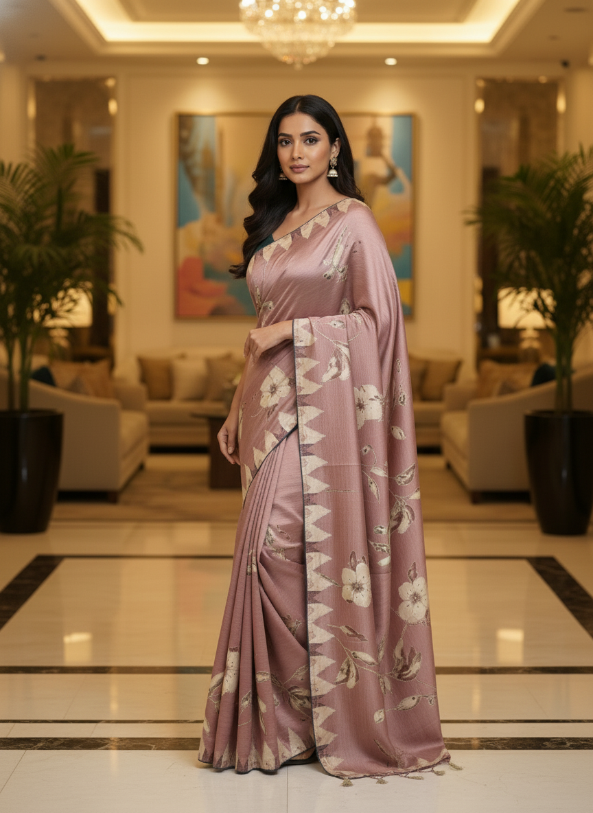 Light Blue Multicolor Saree with Pattern Print | AS-00116