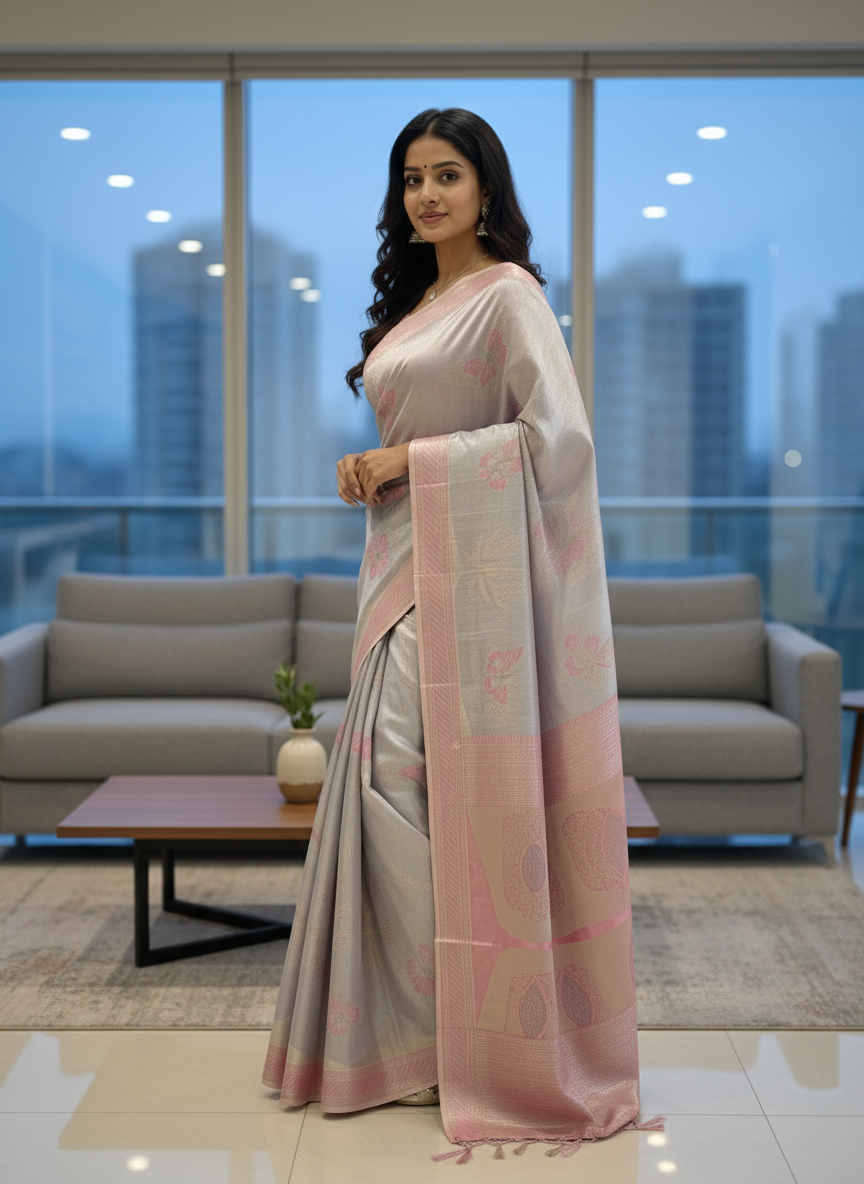 Lavender Silk Saree With Butta Design| AS-00151