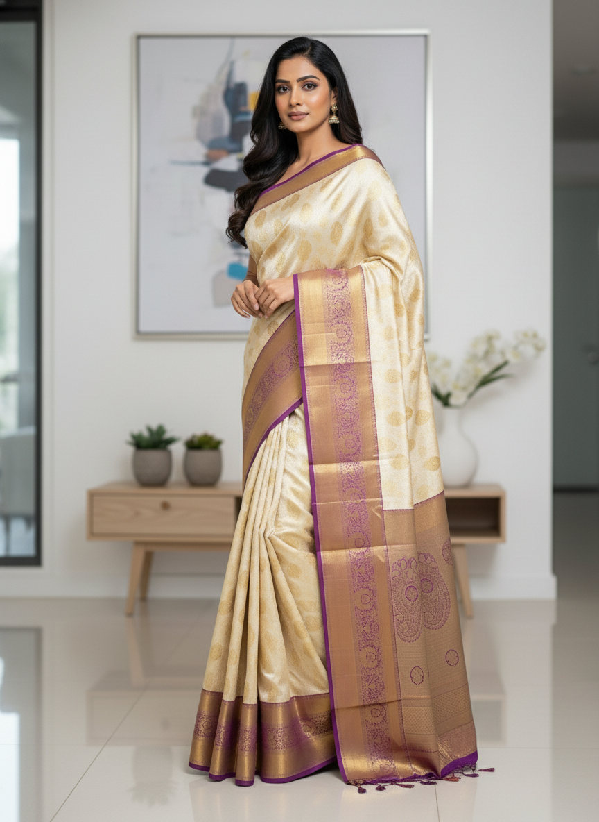 Green Kanchipuram Silk Saree With Butta Design| AS-00144