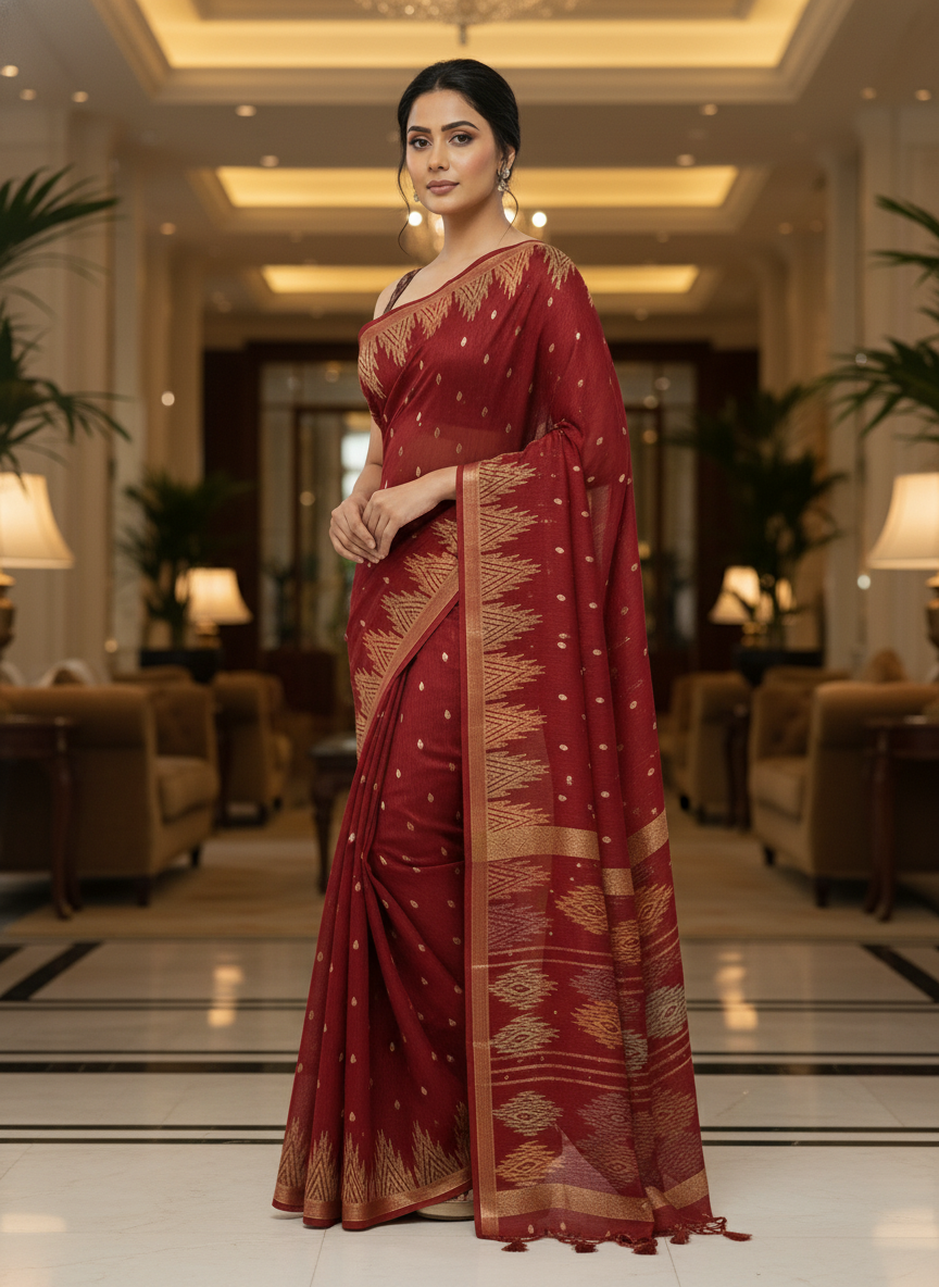 Pink Multicolor Saree with Pattern Print | AS-00114