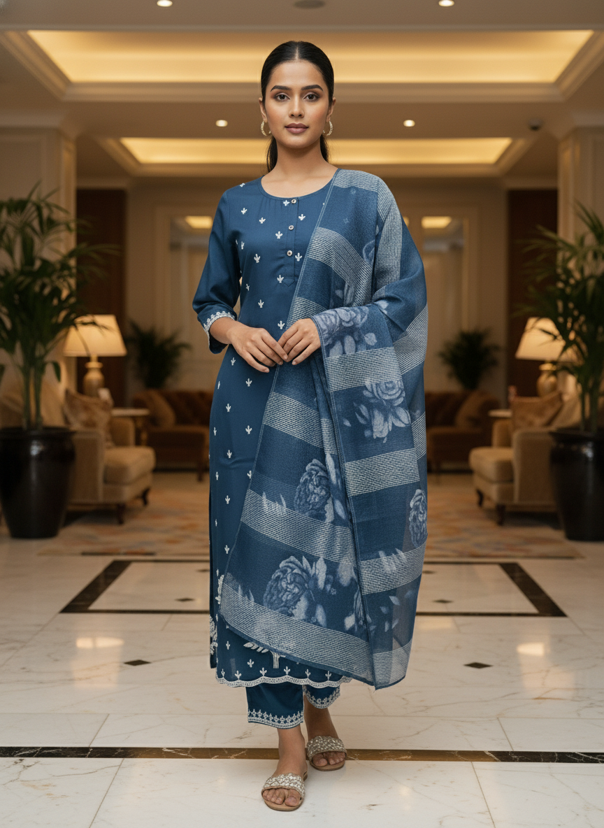 Elegant wine Kurta Set with Banarasi Dupatta| AS-00191