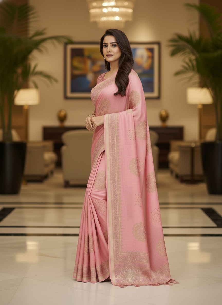 Red Multicolor Saree with Pattern Print | AS-00107