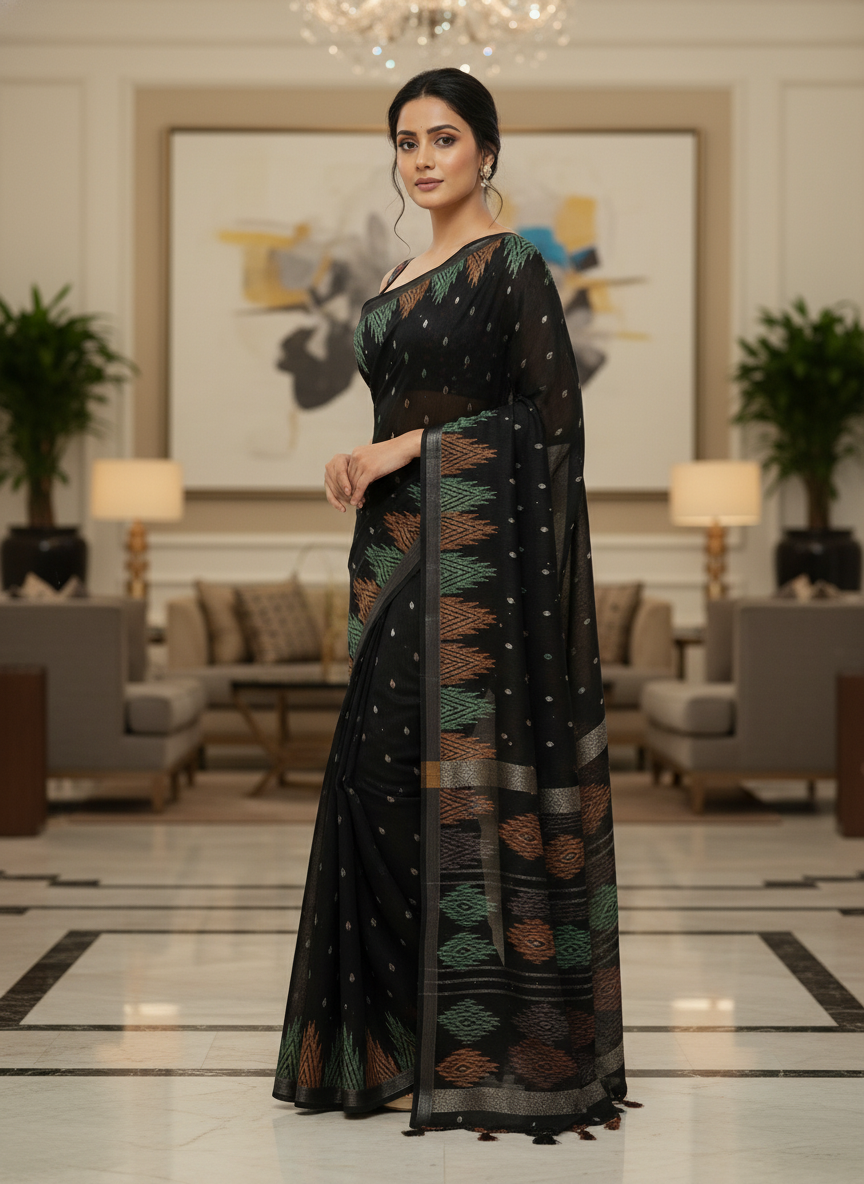 Pink Multicolor Saree with Pattern Print | AS-00114