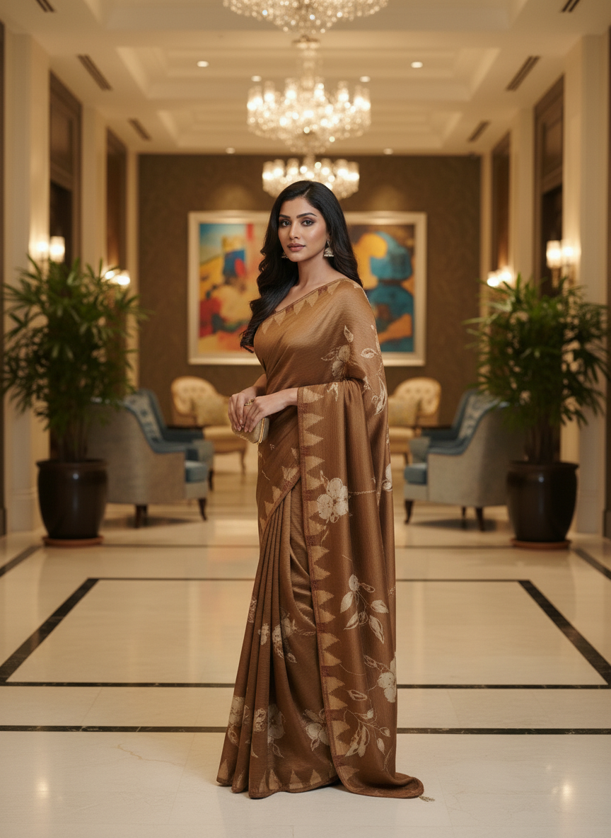 Light Blue Multicolor Saree with Pattern Print | AS-00116