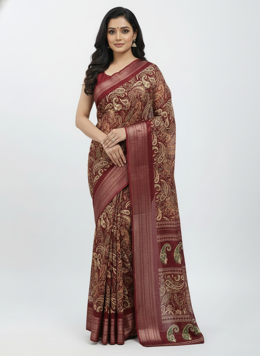 Black Multicolor Saree with Pattern Print | AS-00109