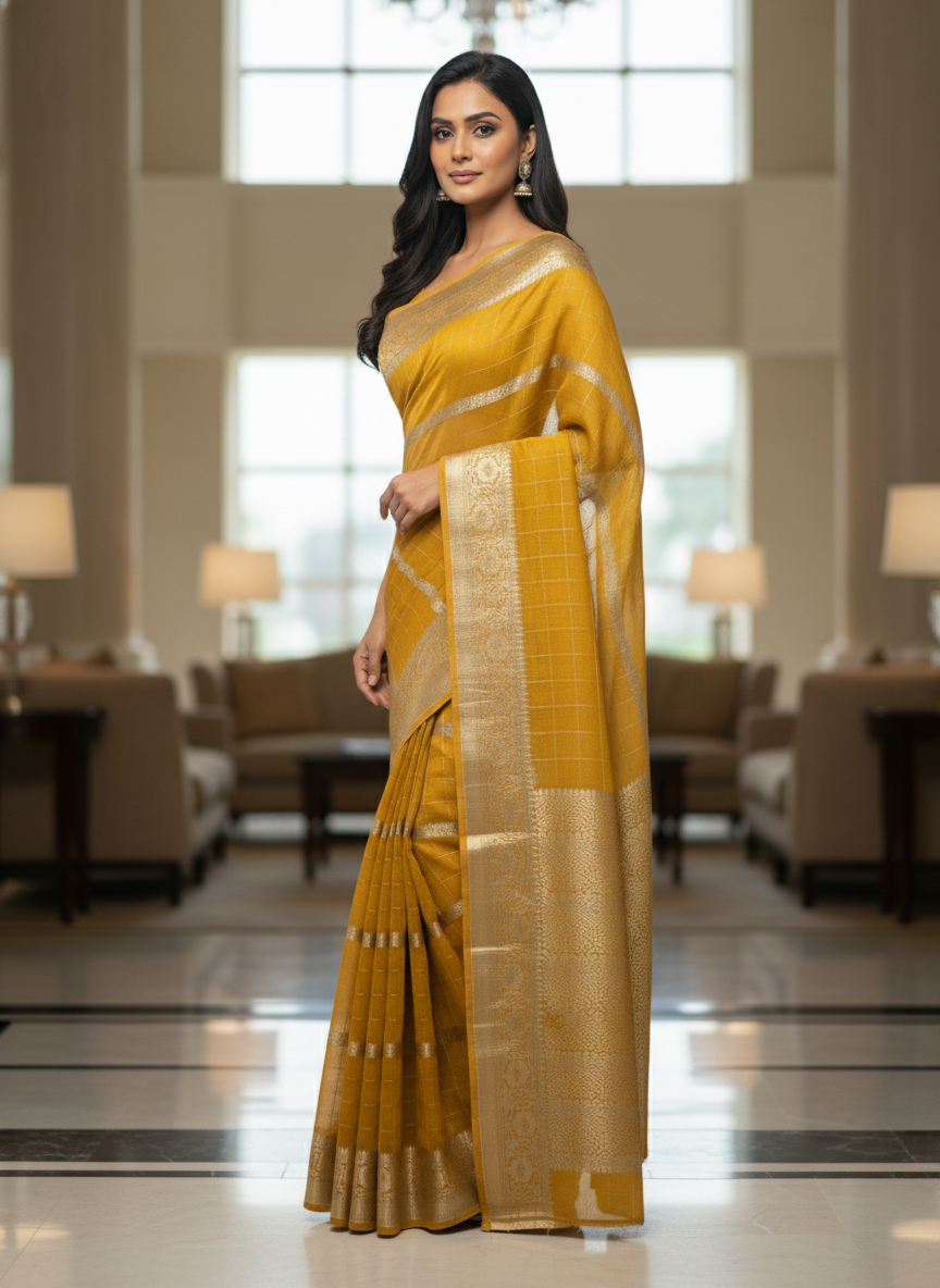 Parrot green  Silk Saree with Woven Border| AS-00242