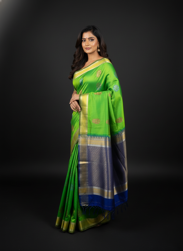 Green Pure Kancheepuram Silk Saree |AS-0069