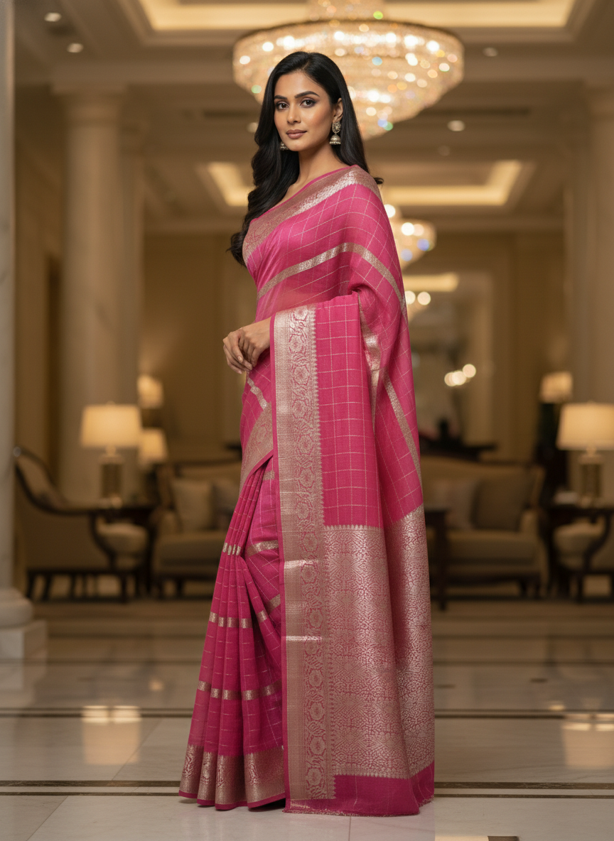 Parrot green  Silk Saree with Woven Border| AS-00242