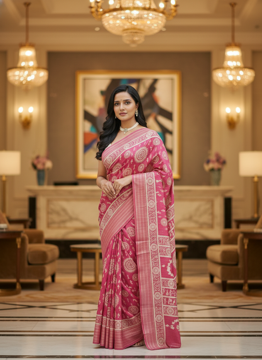 Emerald rama green Printed Soft chiffon Saree | AS-0089