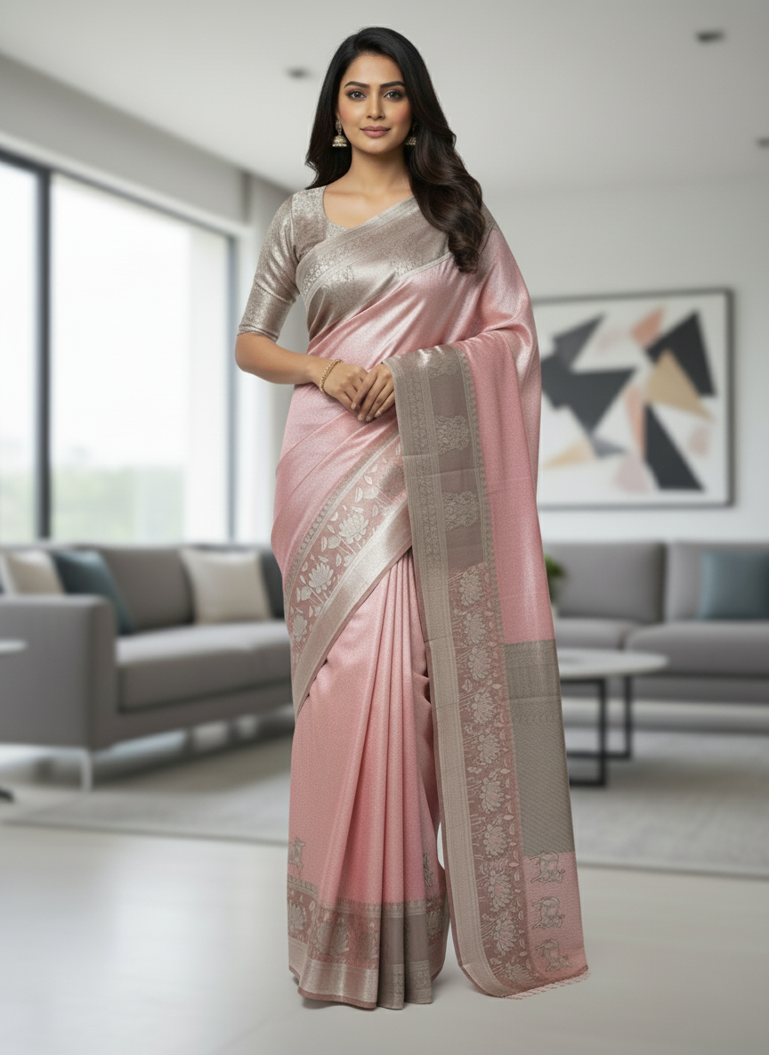 Semi silk Kanchipuram With Butta Design| AS-00135