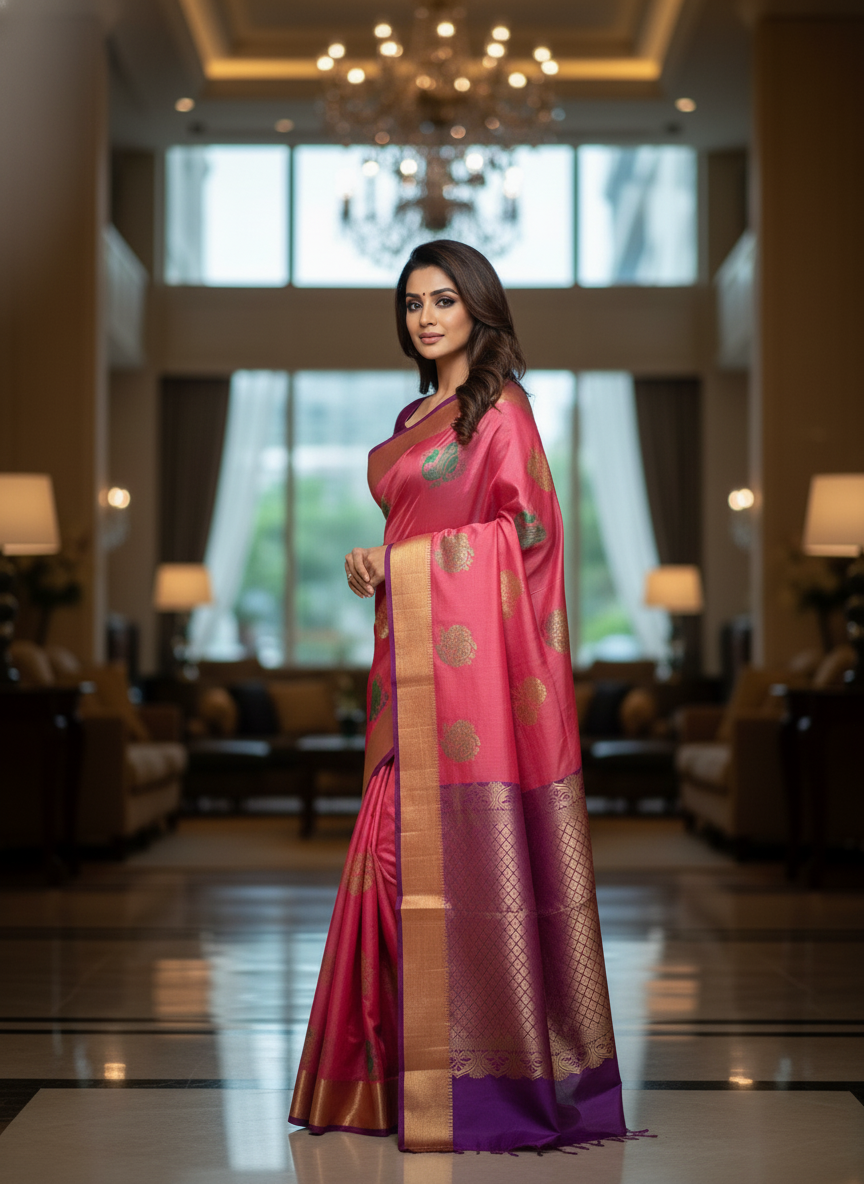 Silk Saree in  with Zari Border|AS-0060