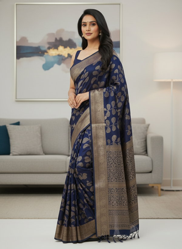 Emerald blue  Printed Soft chiffon Saree | AS-0091