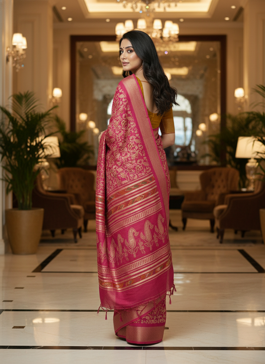 Emerald green Printed Soft chiffon Saree | AS-0099