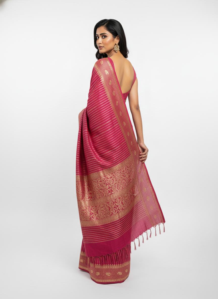 Rama green Silk Saree with Woven Border| AS-00241