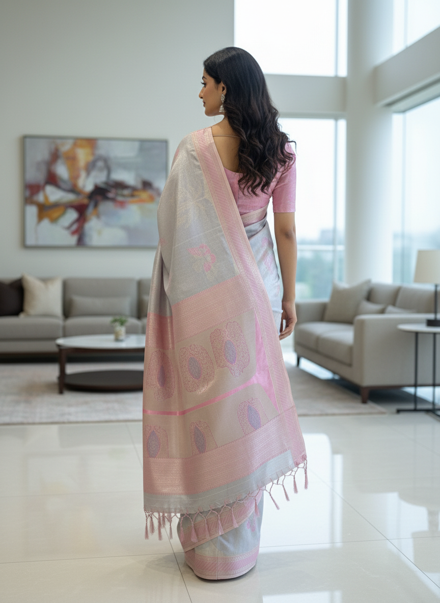 Lavender Silk Saree With Butta Design| AS-00151