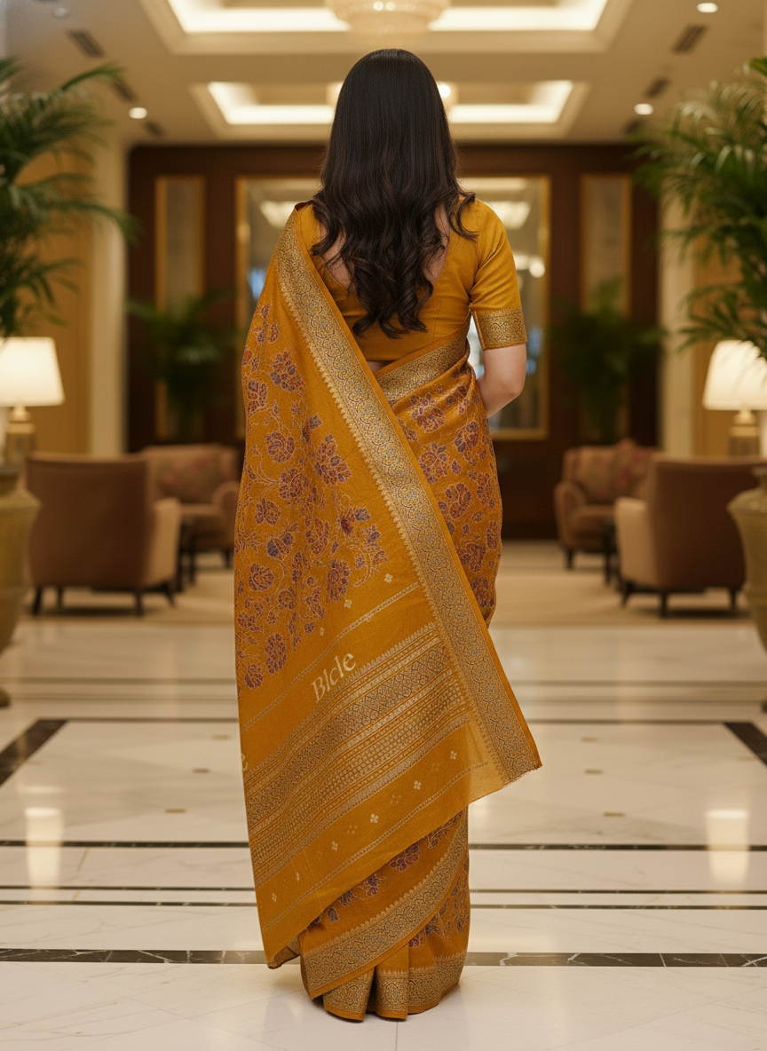 Peacock blue Multicolor Saree with Pattern Print | AS-00108