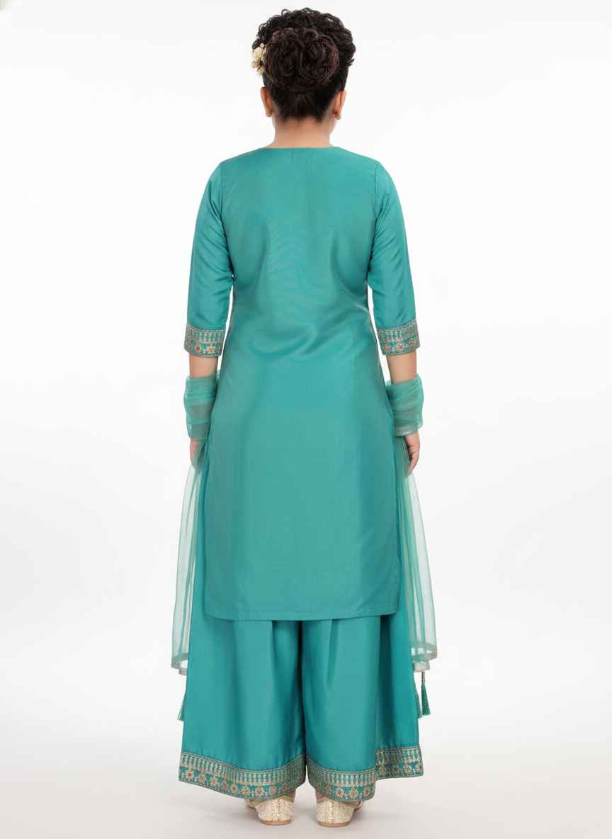 Rama green  Lehenga Choli And Dupatta For Girls| AS-K18