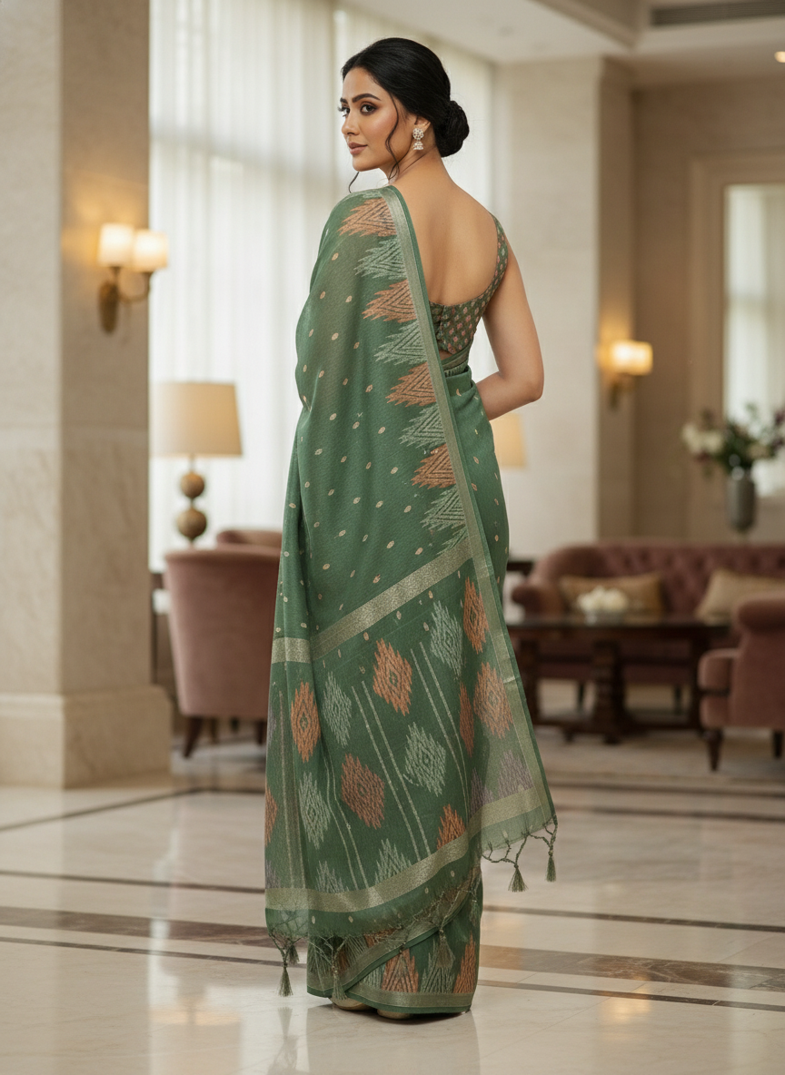 Pink Multicolor Saree with Pattern Print | AS-00114