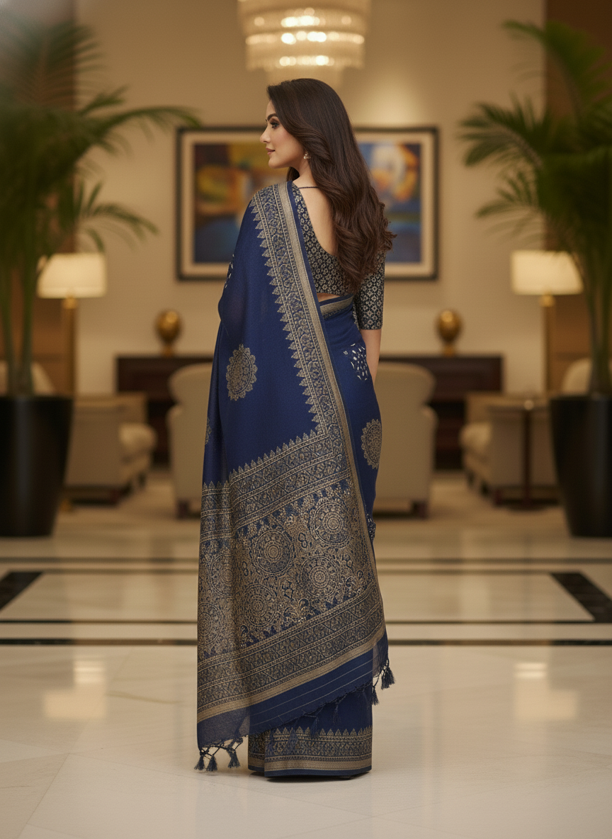 Red Multicolor Saree with Pattern Print | AS-00107