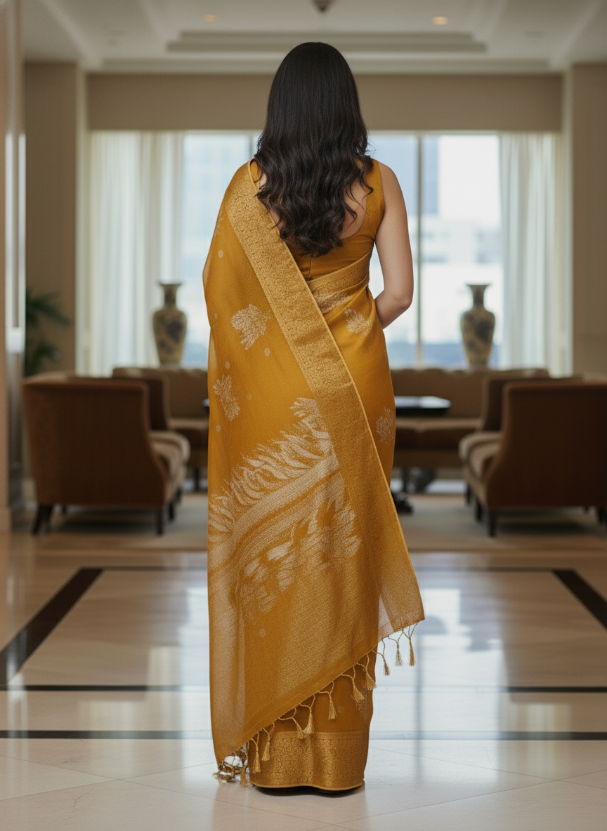 Blue  Floral Printed Chiffon Saree with Border| AS-00101