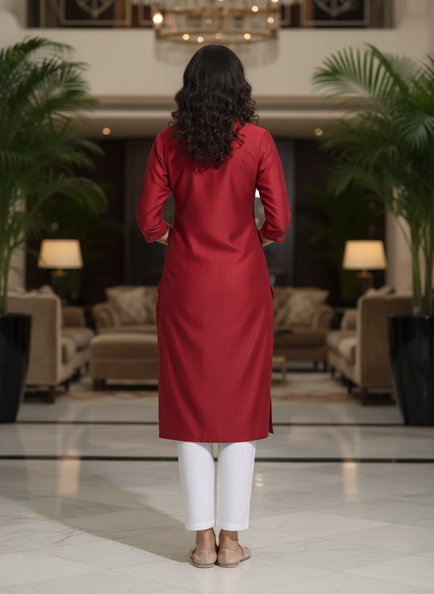 Mustard solid  straight cut kurta | AS-00166