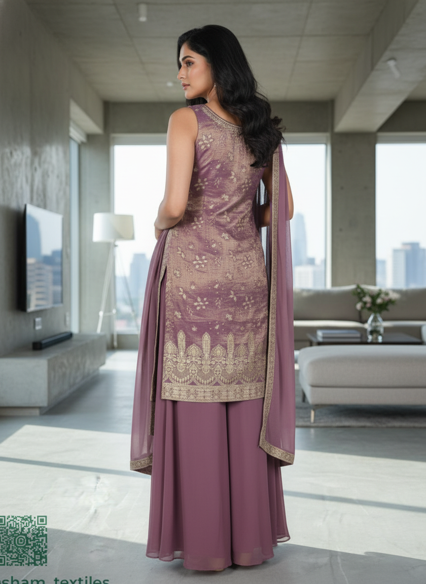 Bottle green silk Palazzo Set With Dupatta| AS-00255