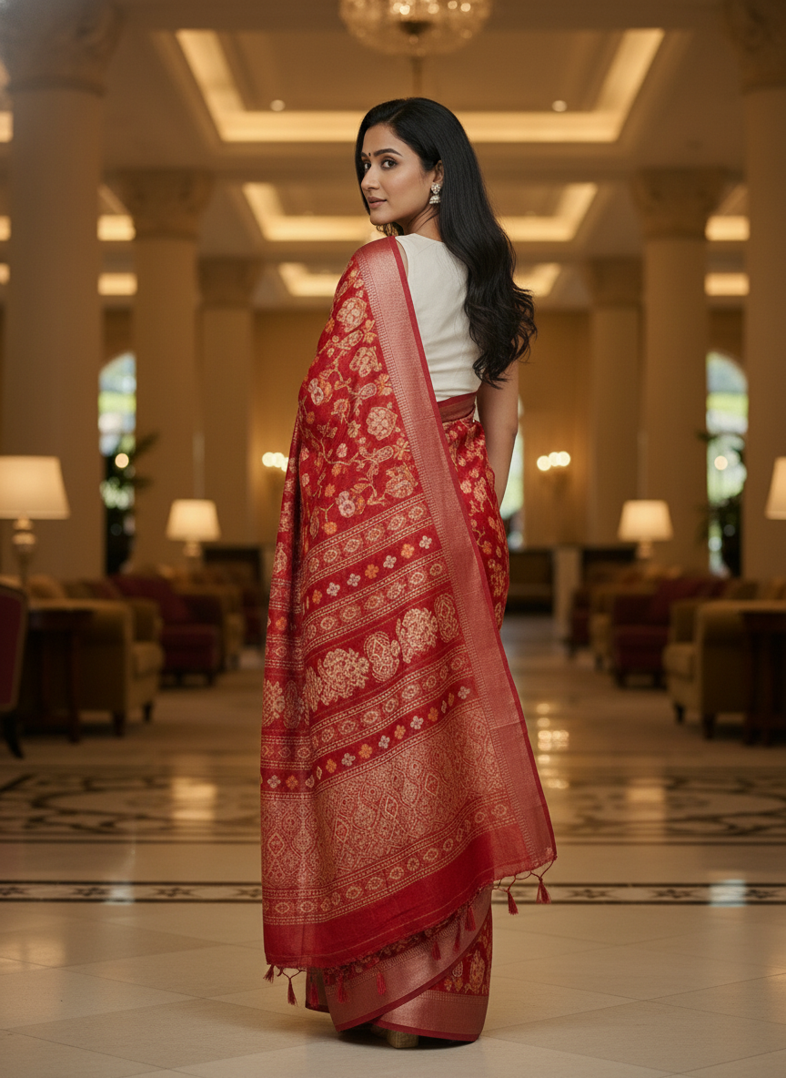 Emerald mustard Printed Soft chiffon Saree | AS-0090