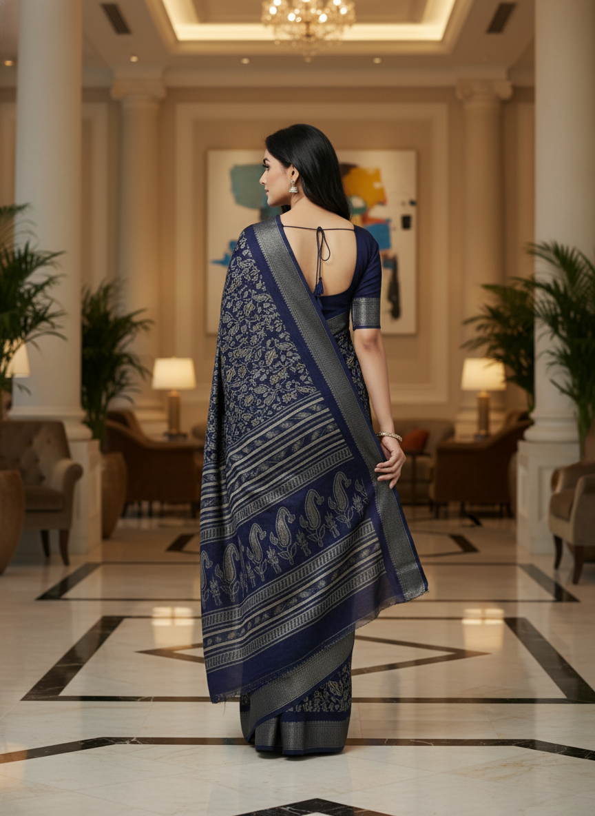Emerald green Printed Soft chiffon Saree | AS-0099
