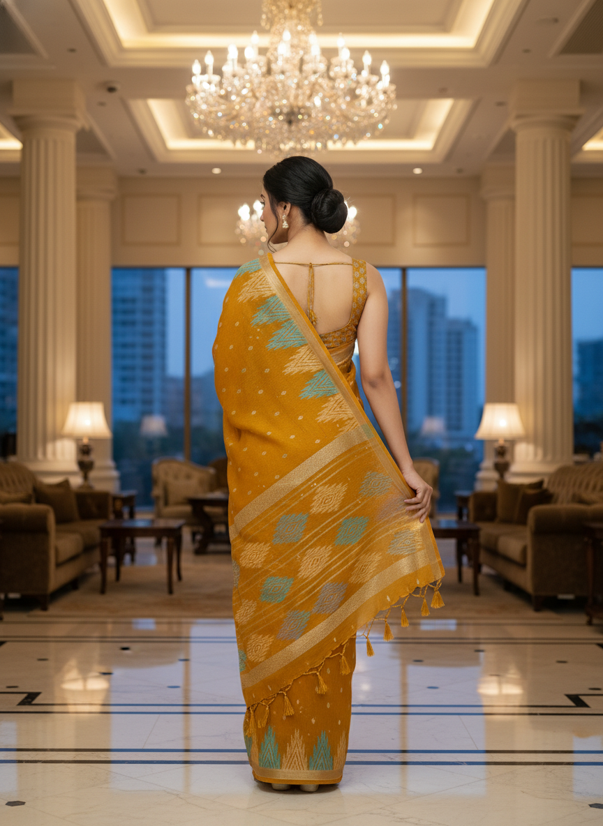 Pink Multicolor Saree with Pattern Print | AS-00114