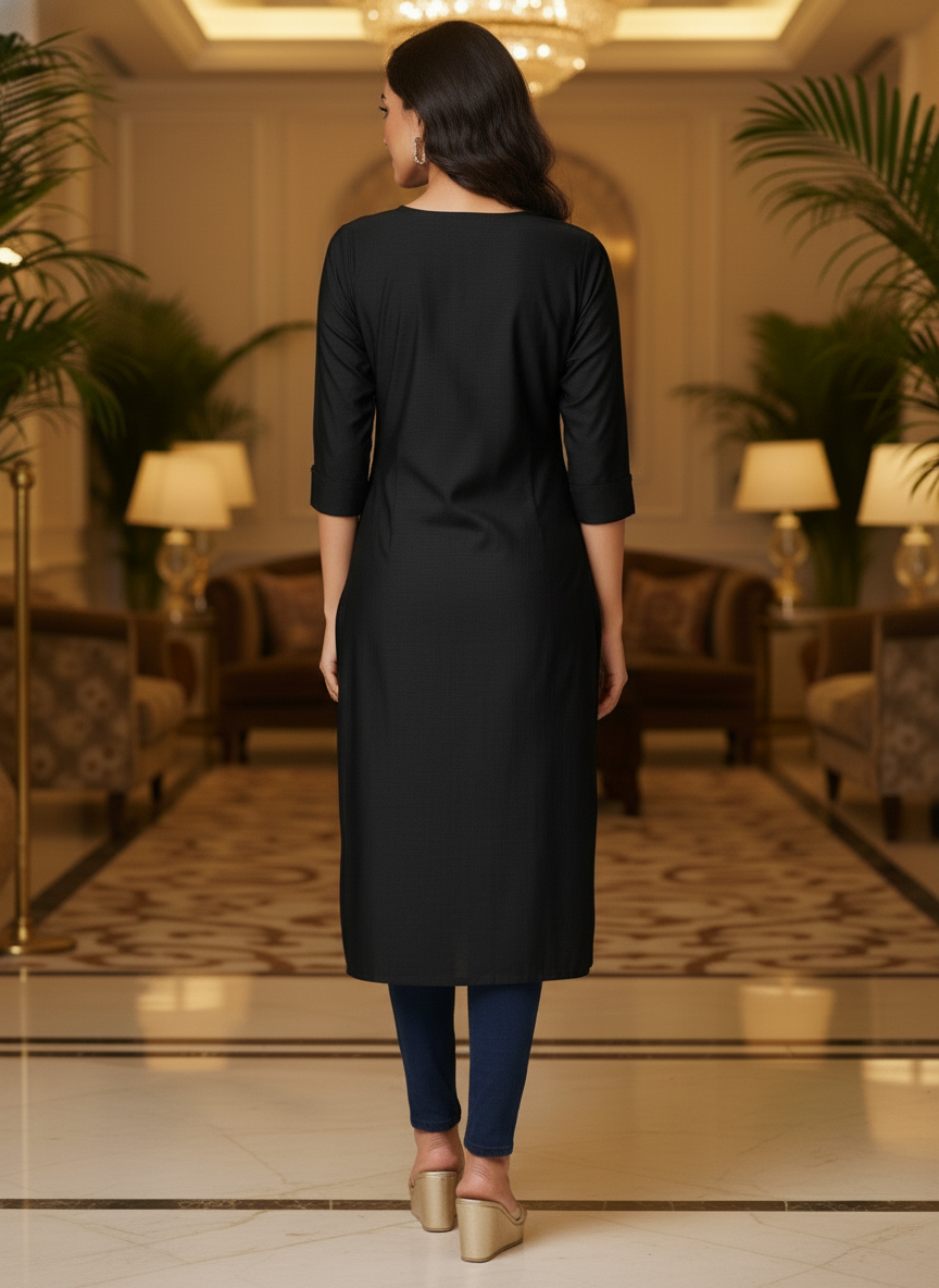 Red solid  straight cut kurta | AS-00168